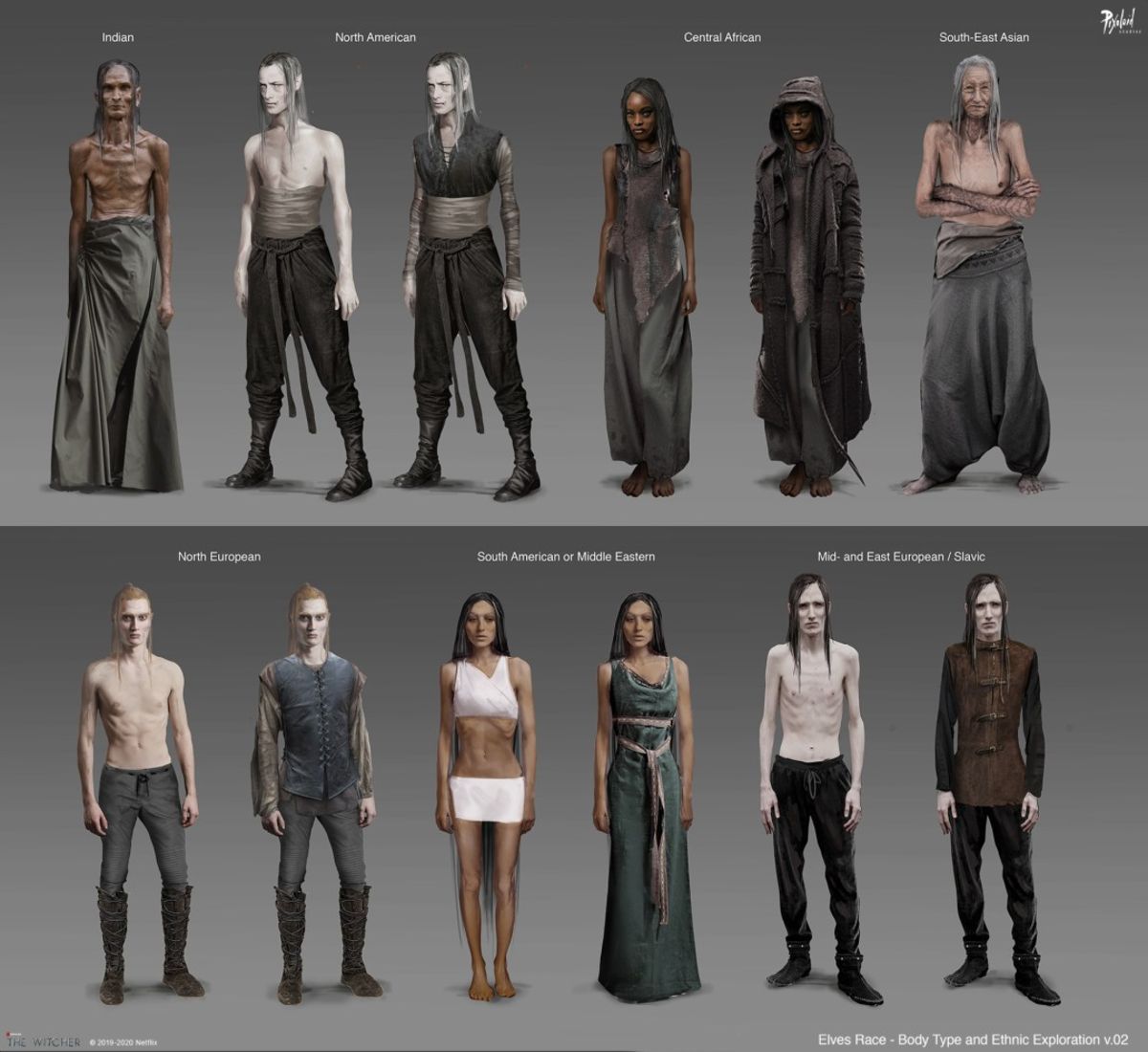 Concept art of the different elves by region for The Witcher by Pixoloid Studios