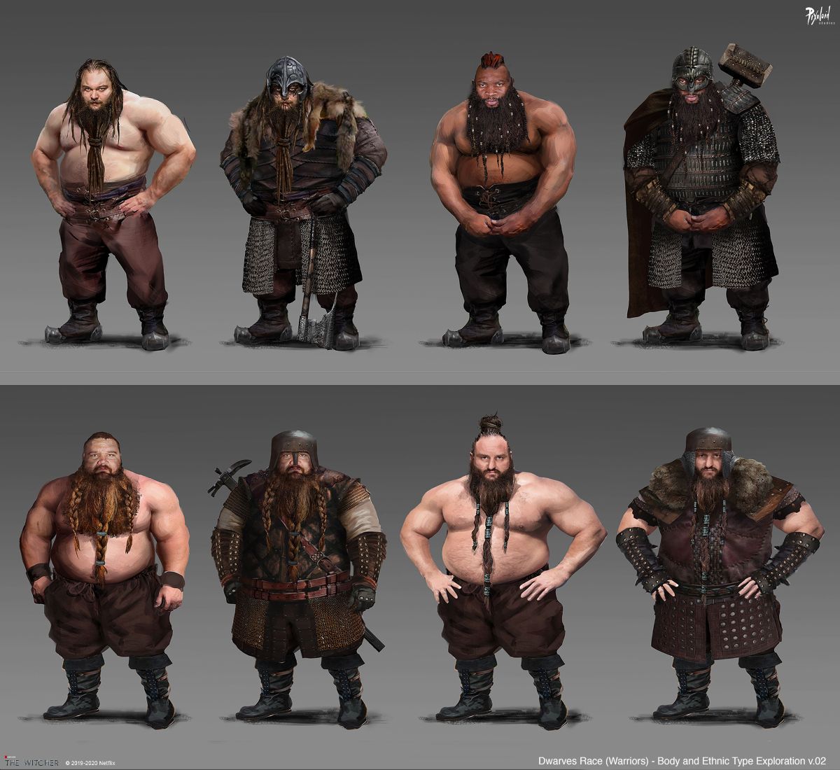 Concept art of dwarves by Pixoloid for The Witcher series on Netflix