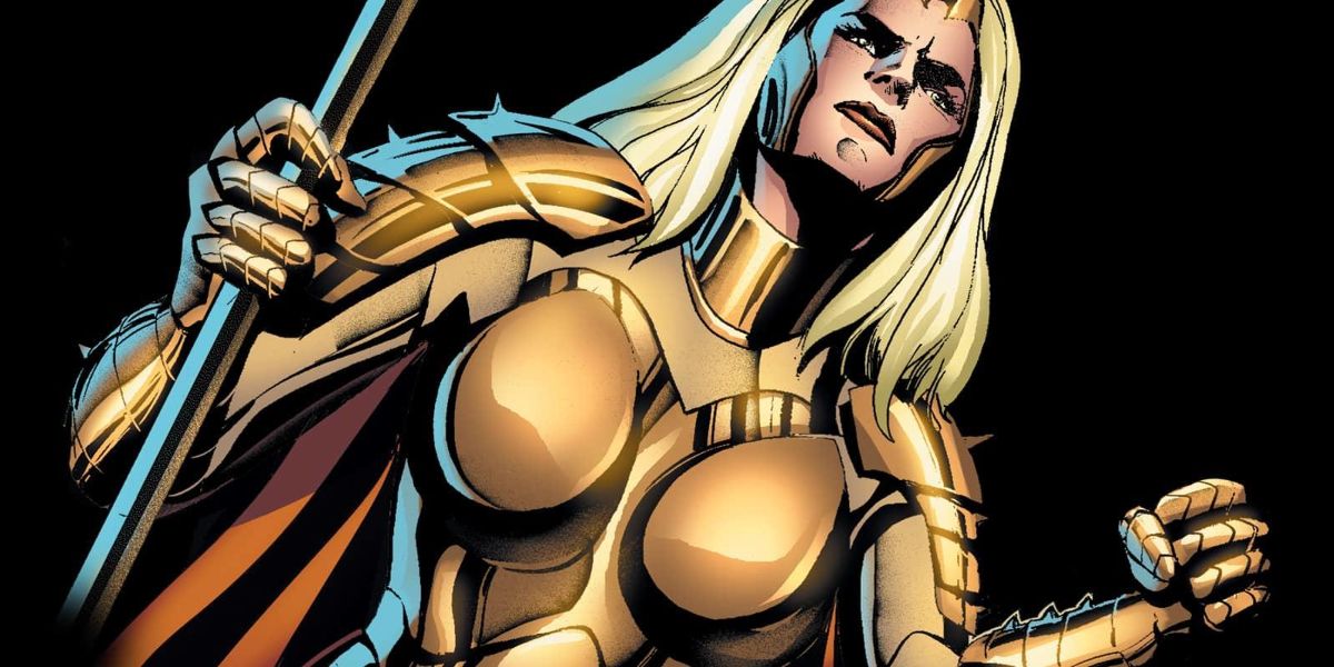 Thena from the Eternals in her golden armor
