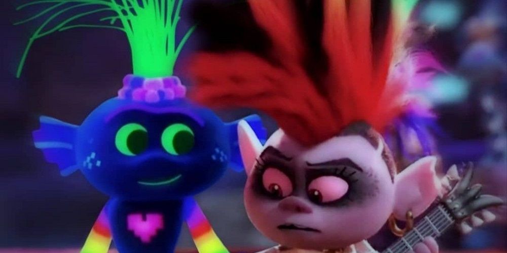 Trollex and Barb perform in Trolls World Tour