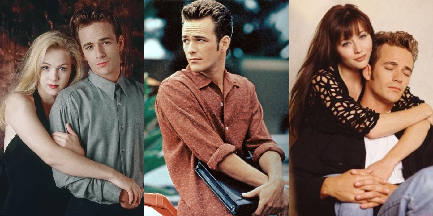 Dylan (Luke Perry) with Kelly and Brenda on 90210