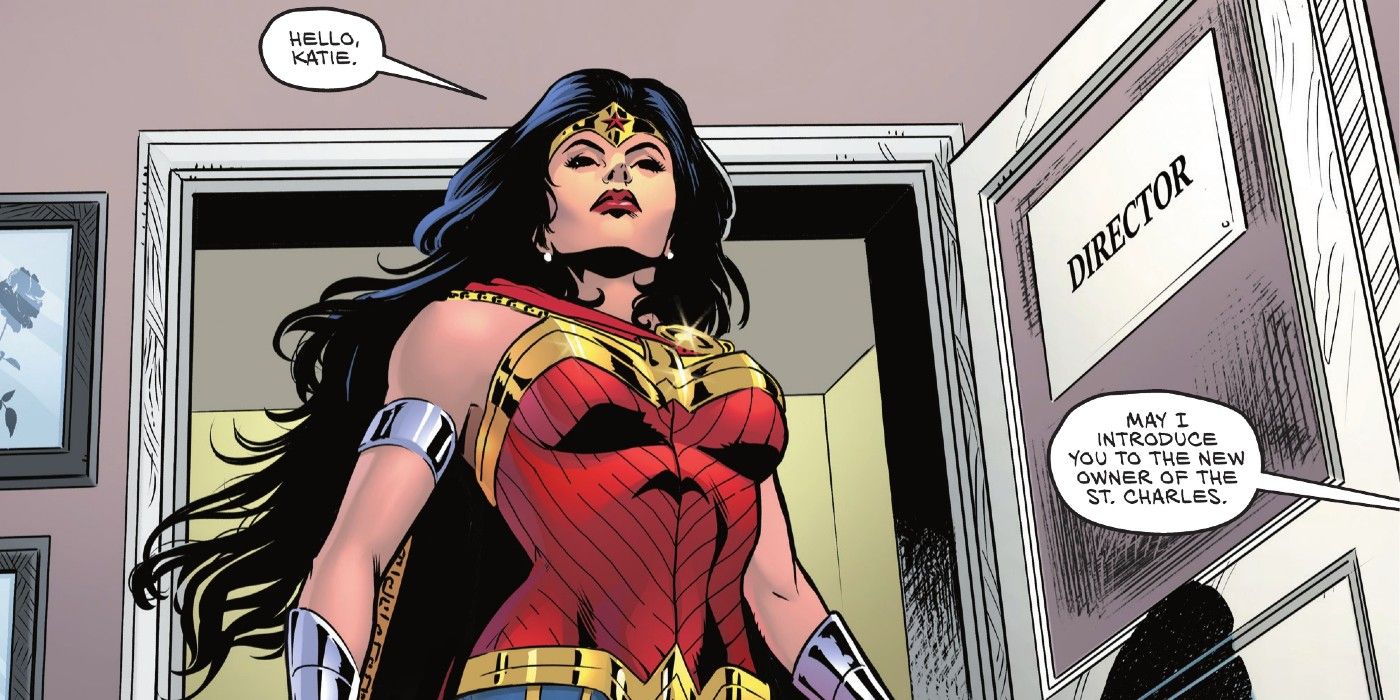 Wonder Woman walks in as director in her full costume 