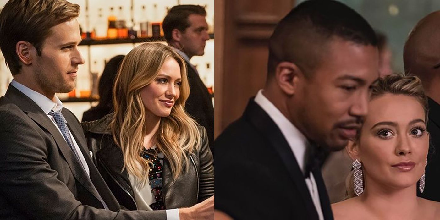 Split image of Kelsey and Thad and Kelsey and Zane from Younger