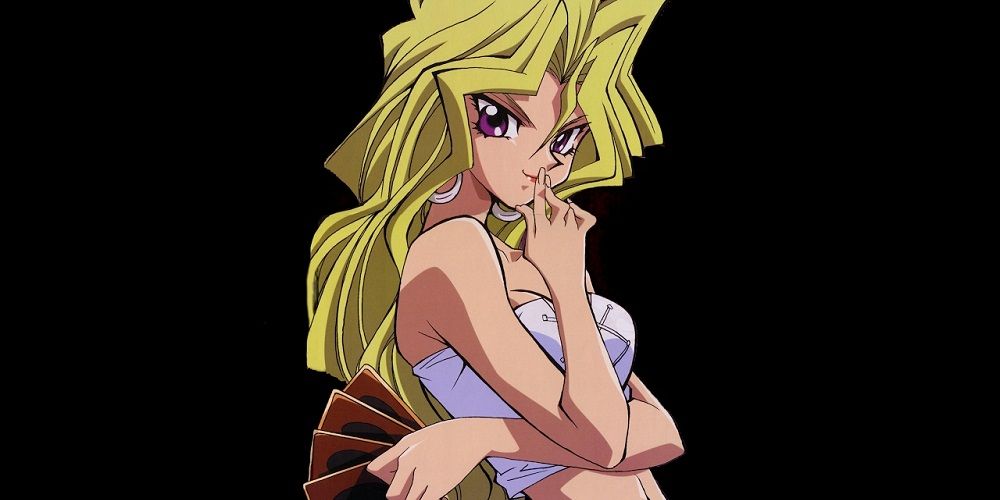 Mai with hand on chin in Yu-Gi-Oh!