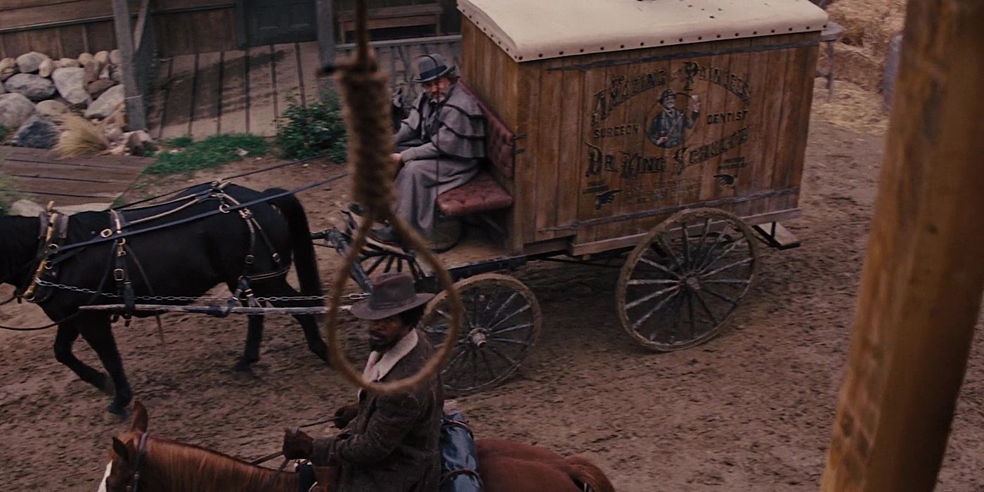 King Schultz riding his wagon in Django Unchained