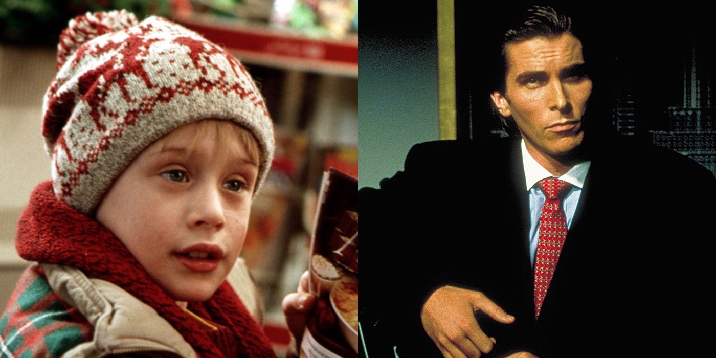 Split image of Kevin in Home Alone and Patrick Bateman in American Psycho