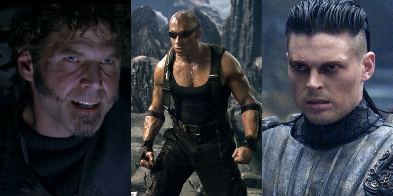 Collage of three characters from Riddick franchise.