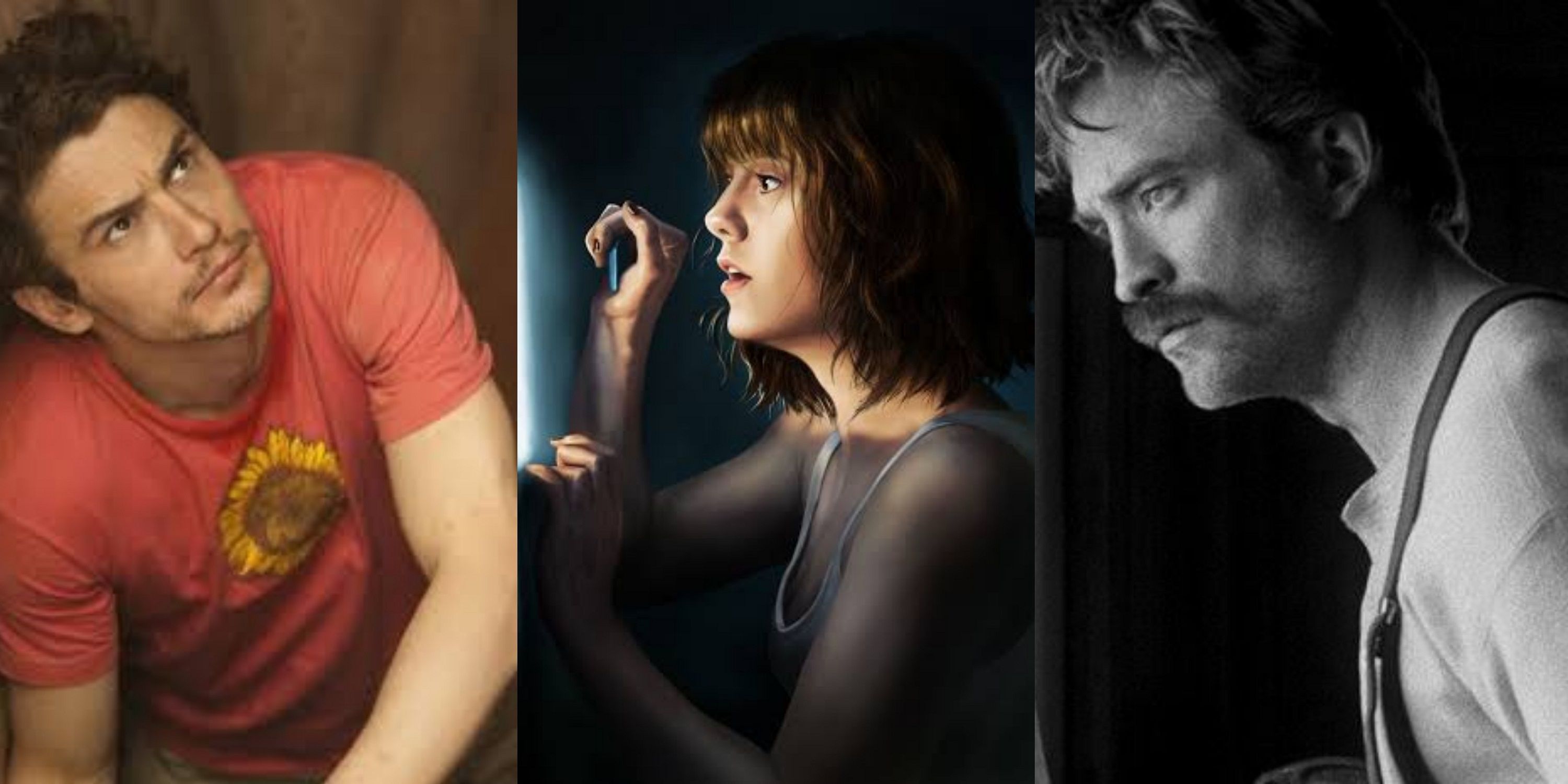 James Franco in 127 Hours, Mary Elizabeth Winstead in 10 Cloverfield Lane, and Robert Pattinson in The Lighthouse