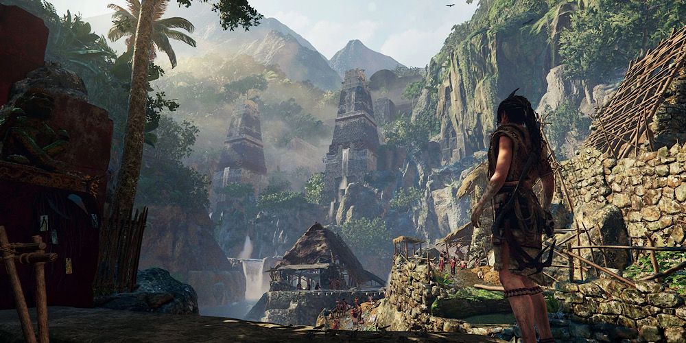 Lara overlooks Paititi in Shadow of the Tomb Raider