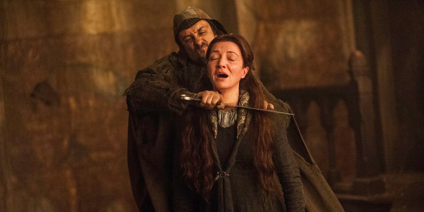 Black Walder killing Catelyn Stark in Game of Thrones