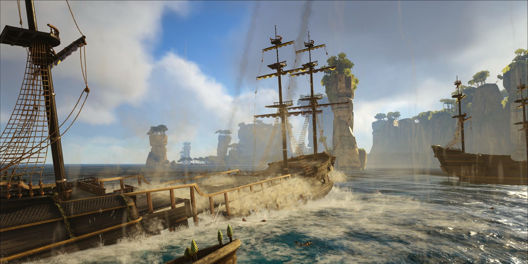 Naval battle scene in the Atlas video game.