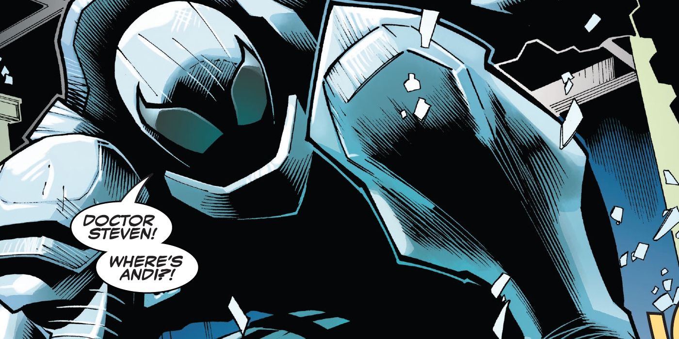 Agent Venom wears heavy armor in the pages of Marvel comics.