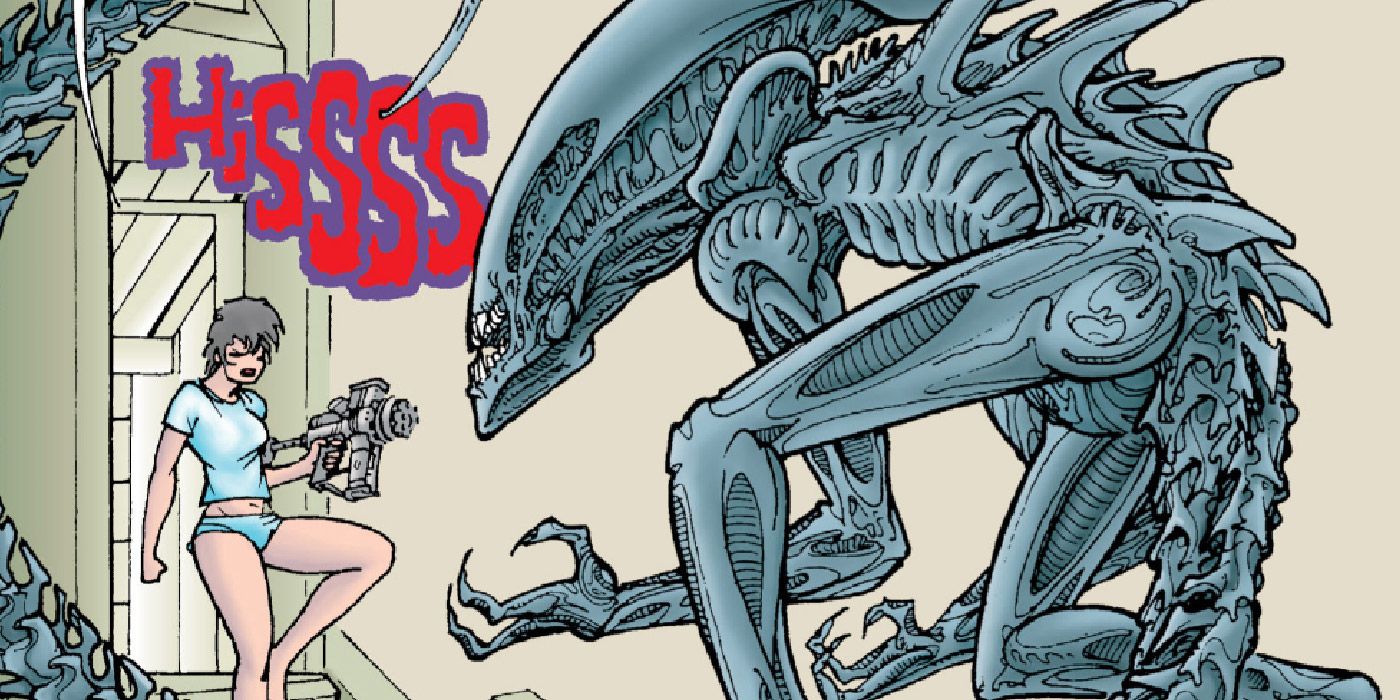 Nancy fights an alien controlled by a mad scientist in Alien: Lovesick