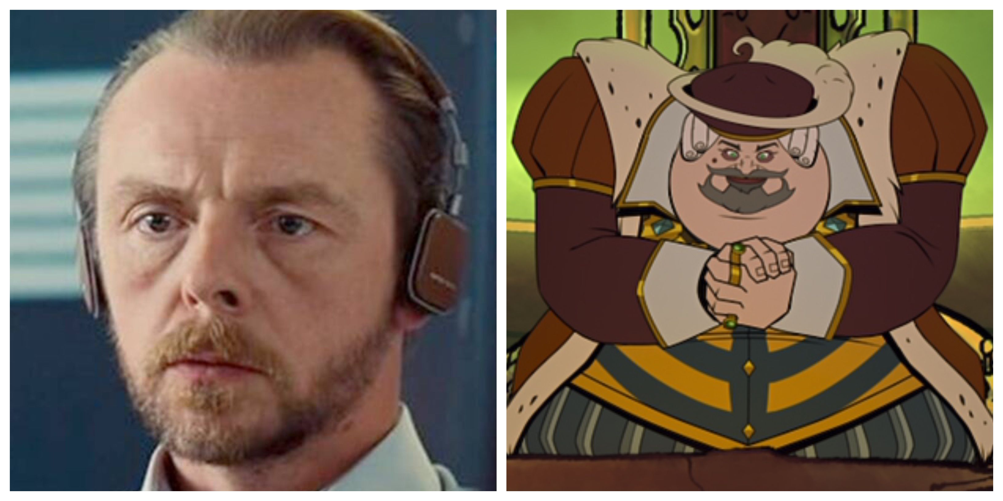 Simon Pegg as King James in America: The Motion Picture on Netflix