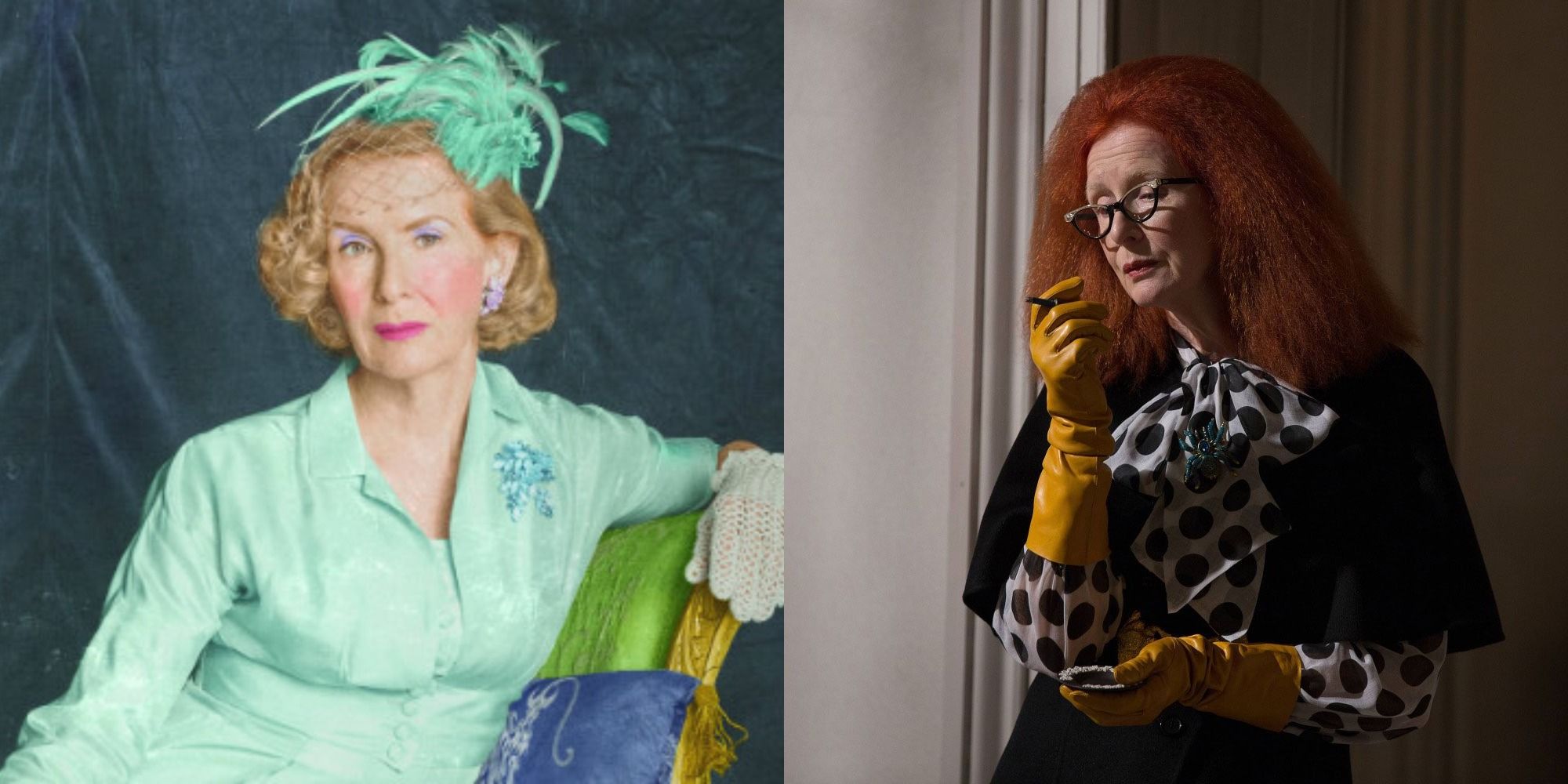 Split image of Gloria and Myrtle from American Horror Story