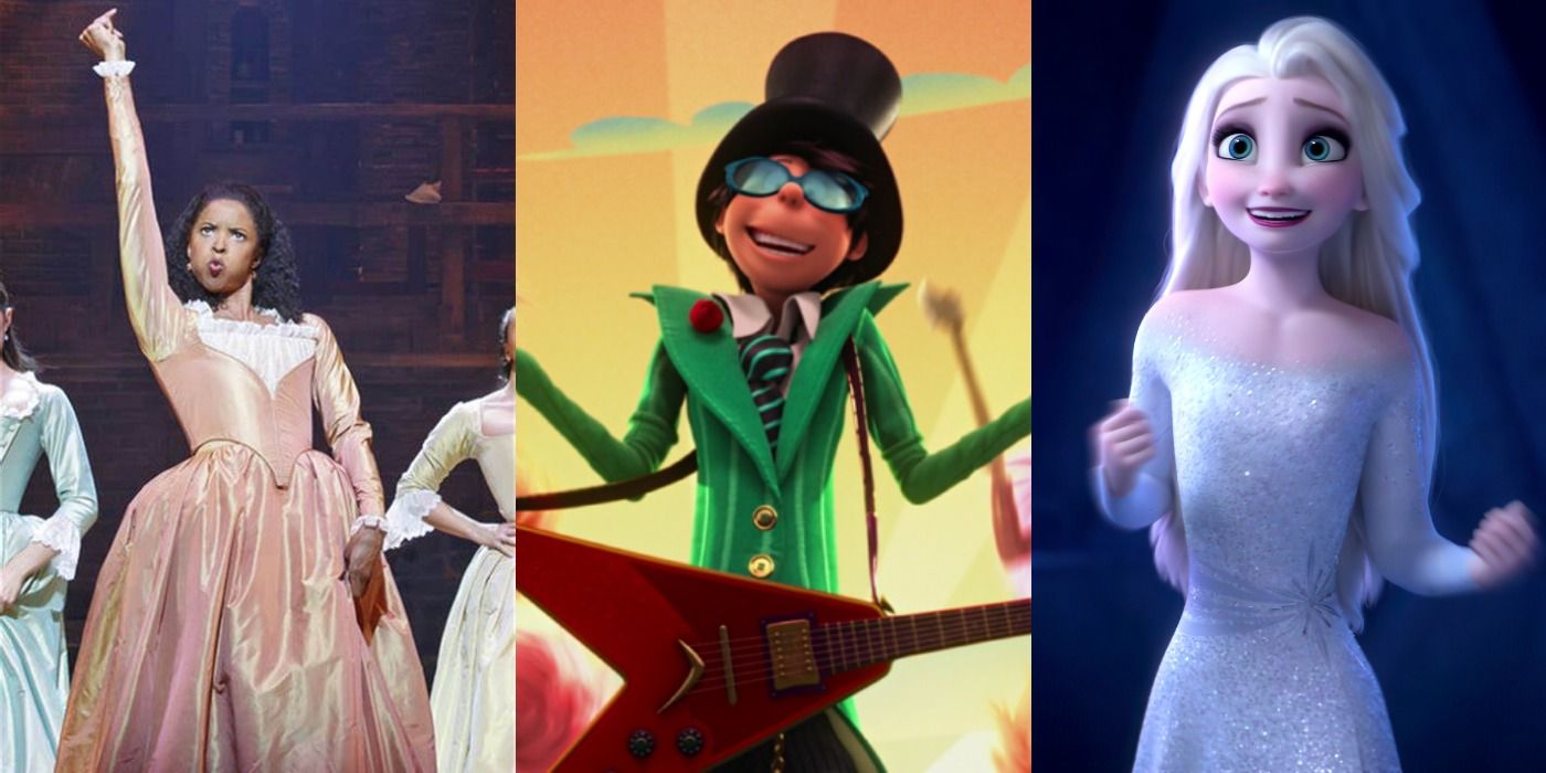 Angelica from Hamilton, the Onceler from the Lorax, and Elsa from Frozen 2