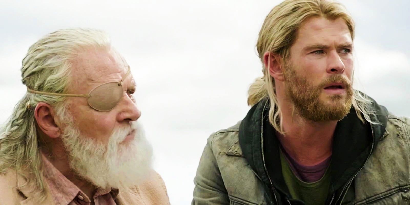 Anthony Hopkins and Chris Hemsworth in Thor Ragnarok