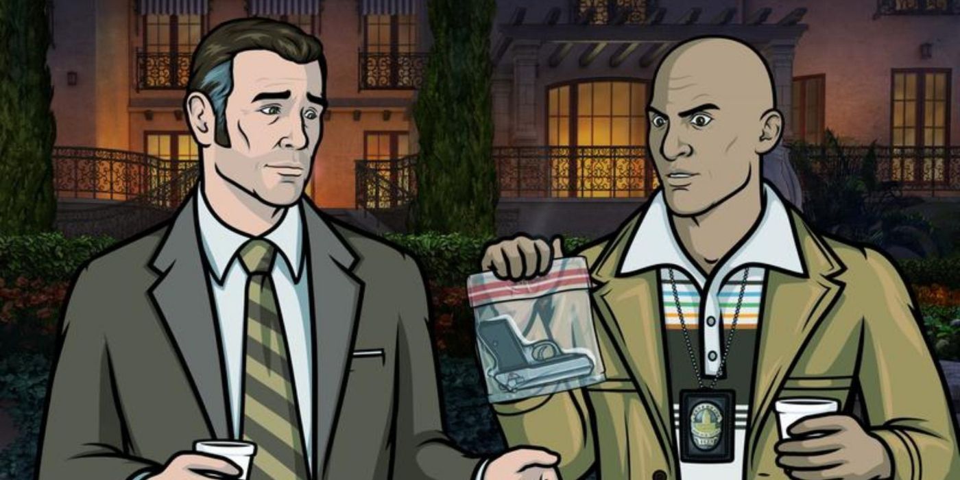 Detective Diedrich and Detective Harris talking to each other in Archer