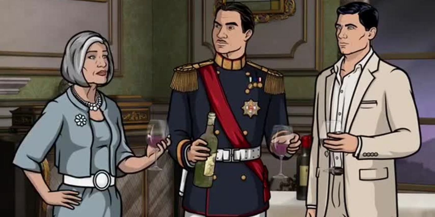 Malory and Sterling Archer with President Gustavo Calderon in Archer