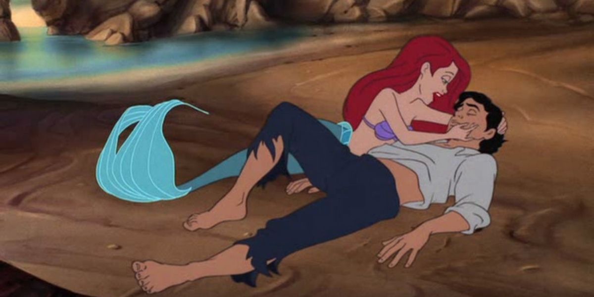 Ariel dragging Prince Eric to shore