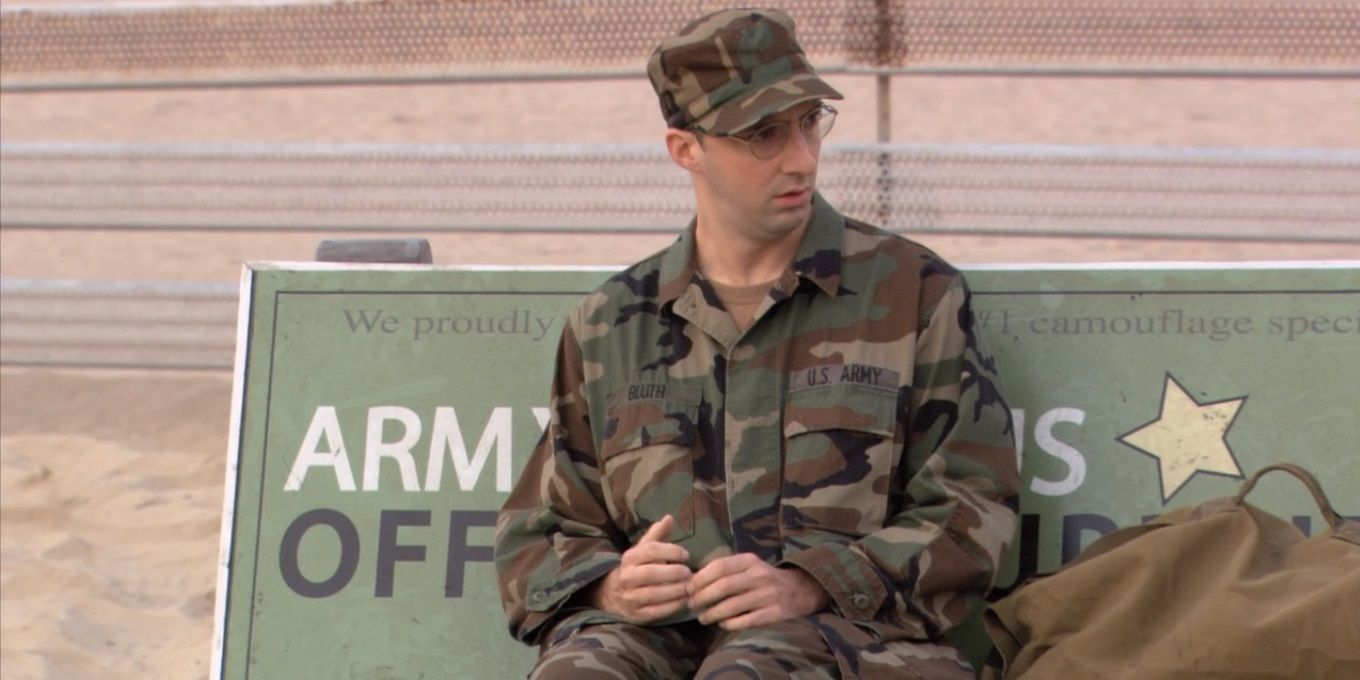 Buster sitting on a bench in Arrested-Development
