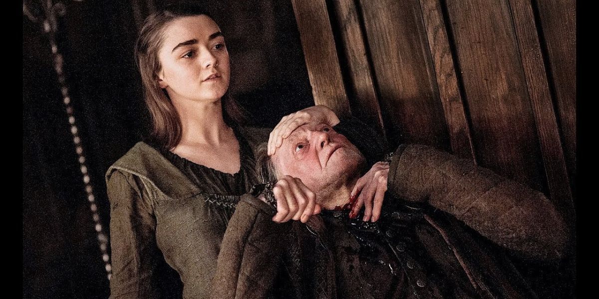 Arya slits Walder Frey's throat on Game of Thrones