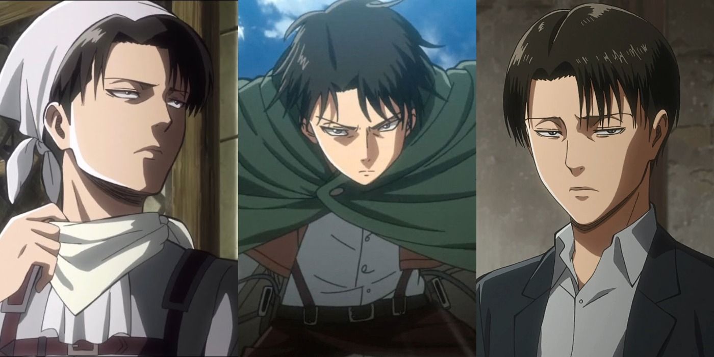 Split image of Levi Ackerman from the Attack on Titan anime.