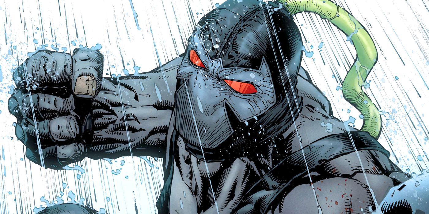 A portrait of Bane preparing to throw a punch in the Batman comics