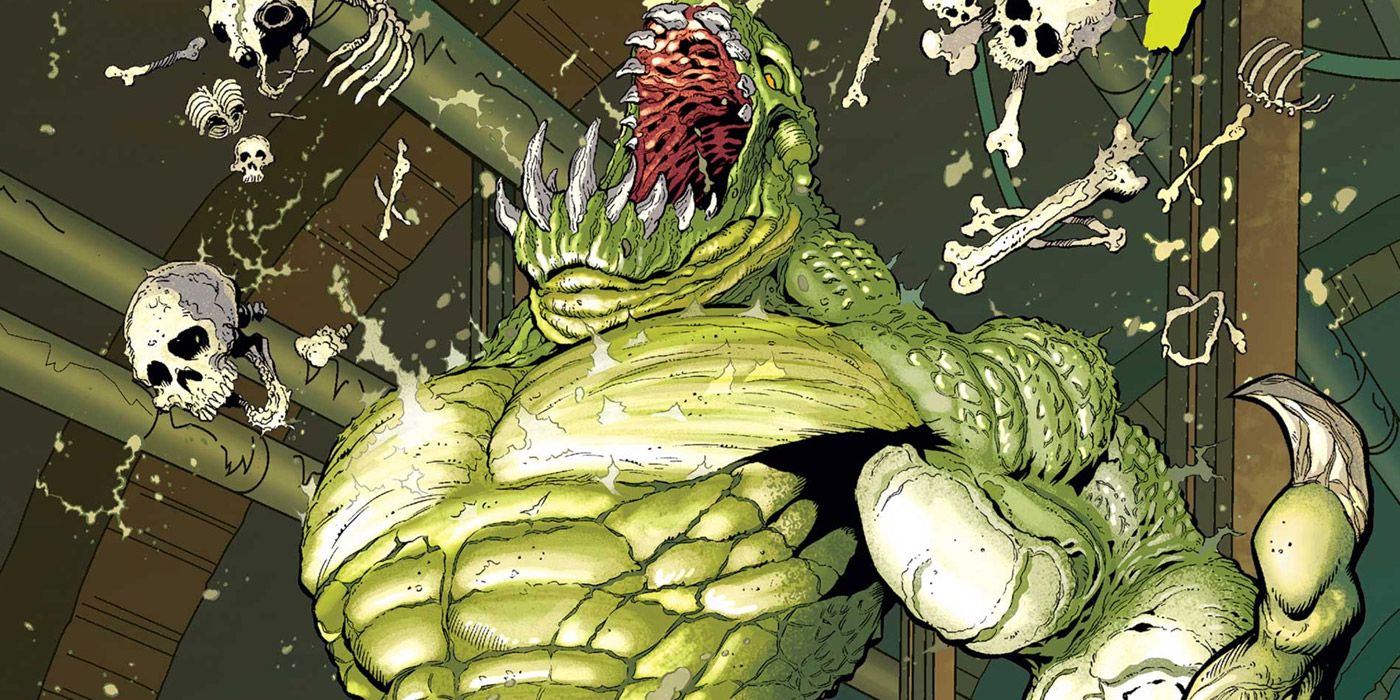 A portrait of an enraged Killer Croc from the DC comics