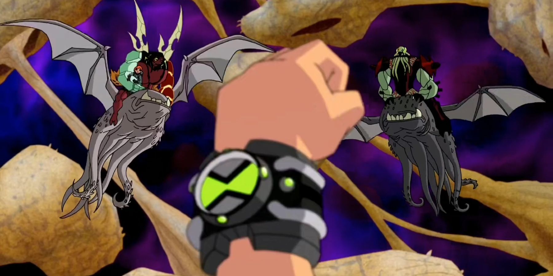 Ben giving up the Omnitrix to Vilgax and Kevin in Ben 10