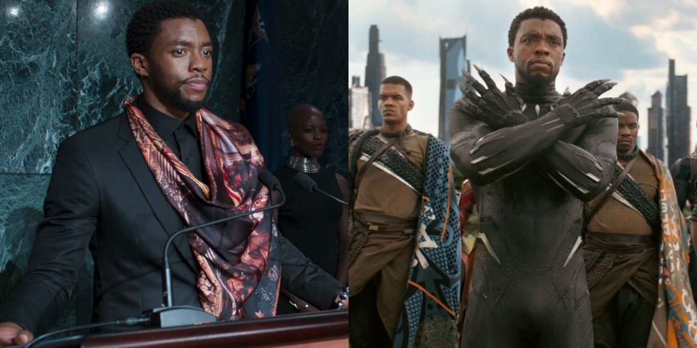 Black Panther T'Challa gives a speech to the world; Prepares to fight in his suit