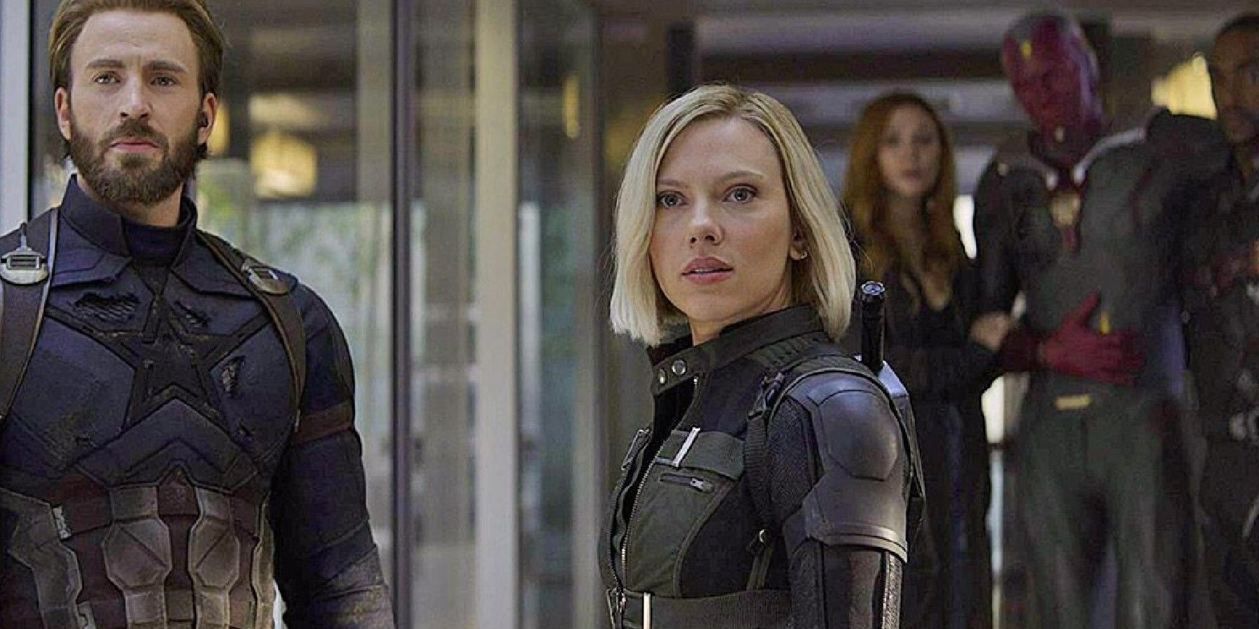Captain America, Black Widow, Wanda, and Vision in Infinity War