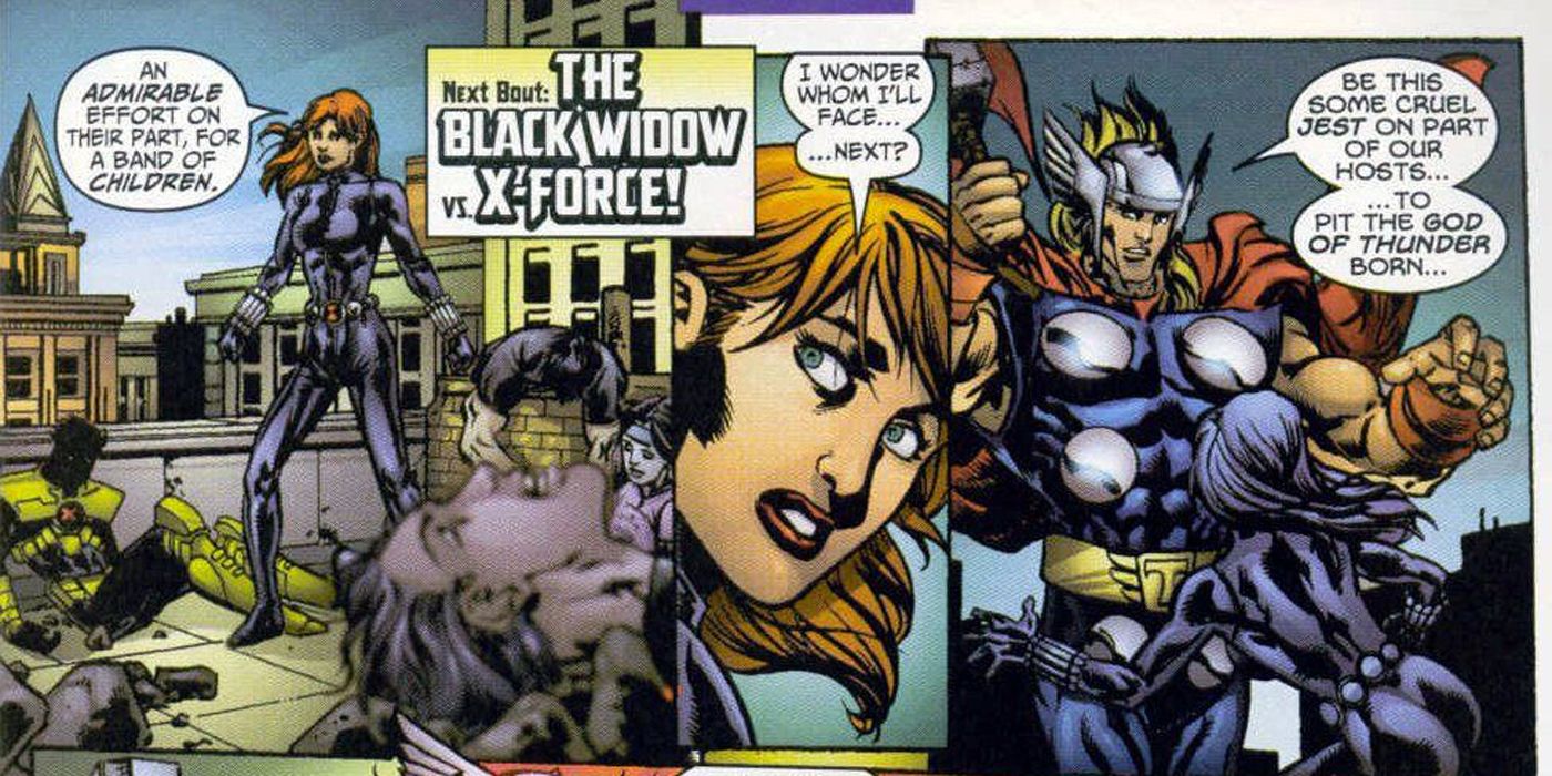 Black Widow beats X-Force in Contest of Champions II.