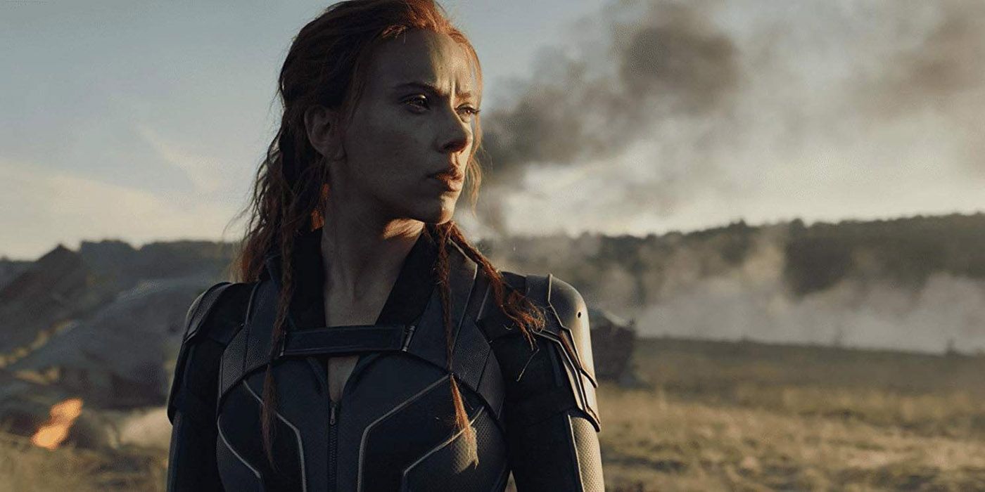 Black Widow in a field at the end of the movie.