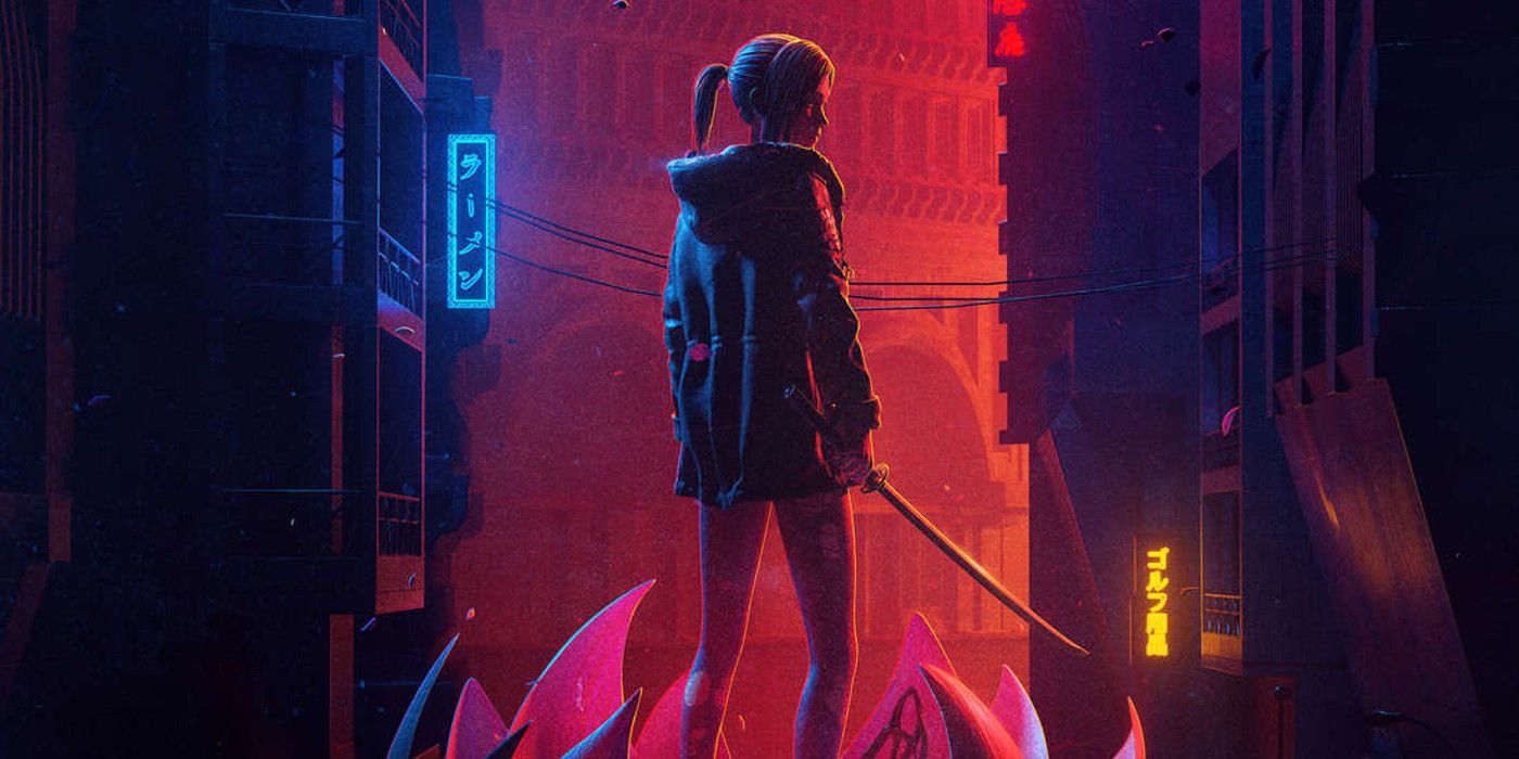 A girl holding a sword in Blade Runner Black Lotus
