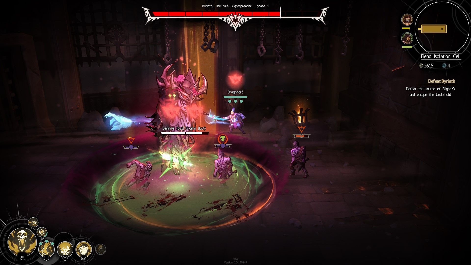 A boss fight in Blightbound.