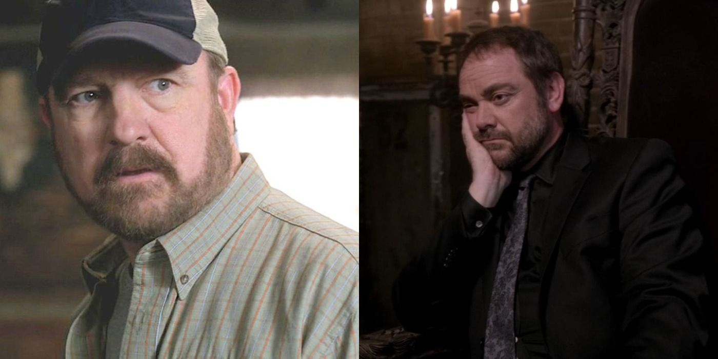 Bobby Singer and Crowley in Supernatural.