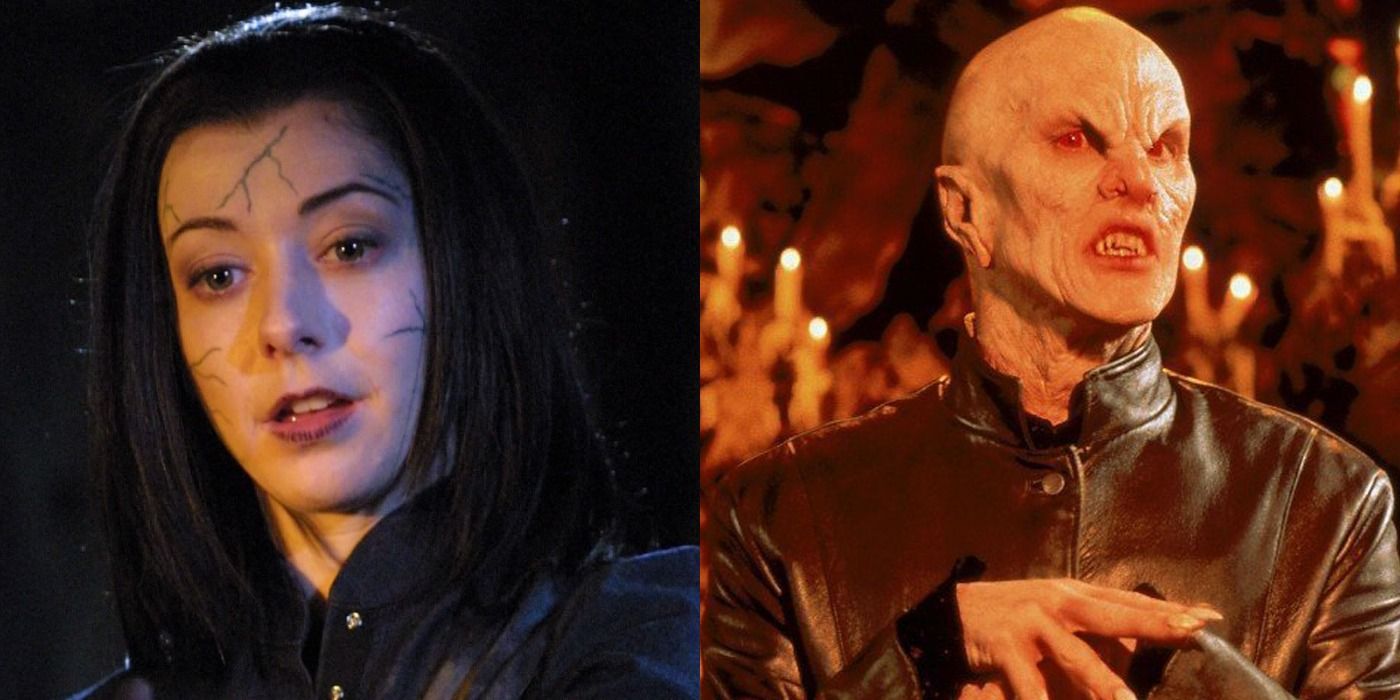 Split image of Dark Willow and The Master in Buffy The Vampire Slayer