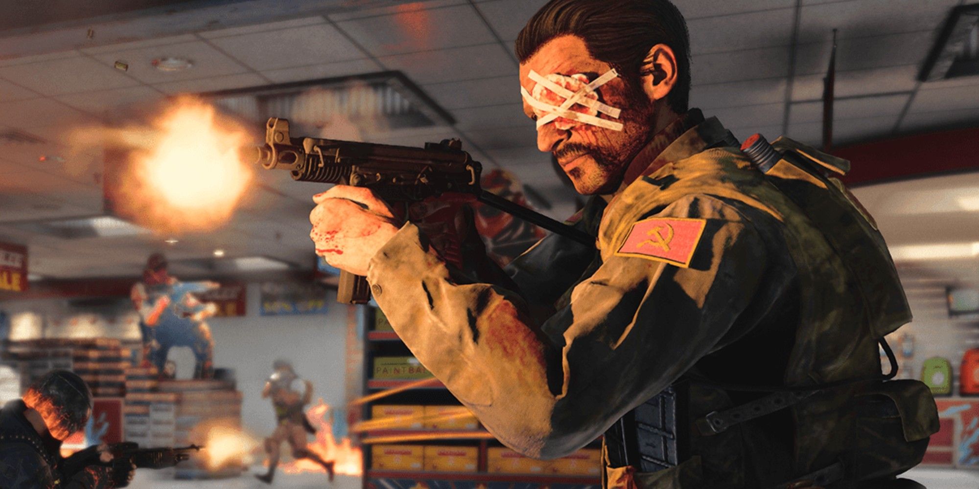 A soldier firing a gun in Call Of Duty: Warzone 