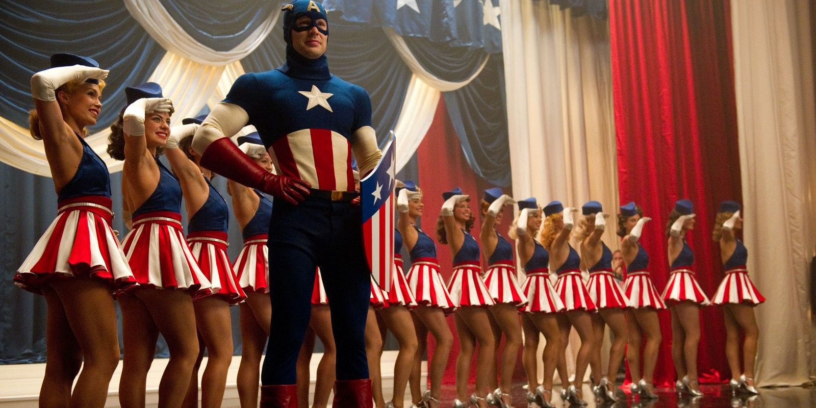 Captain America performing during the USO tour 