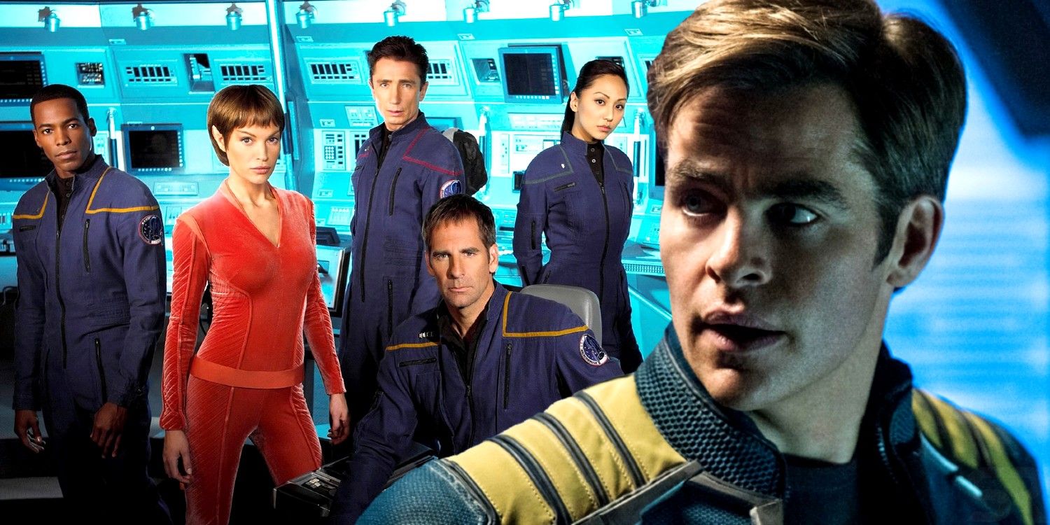 Captain Kirk From The Kelvin Timeline And The Star Trek Enterprise Cast