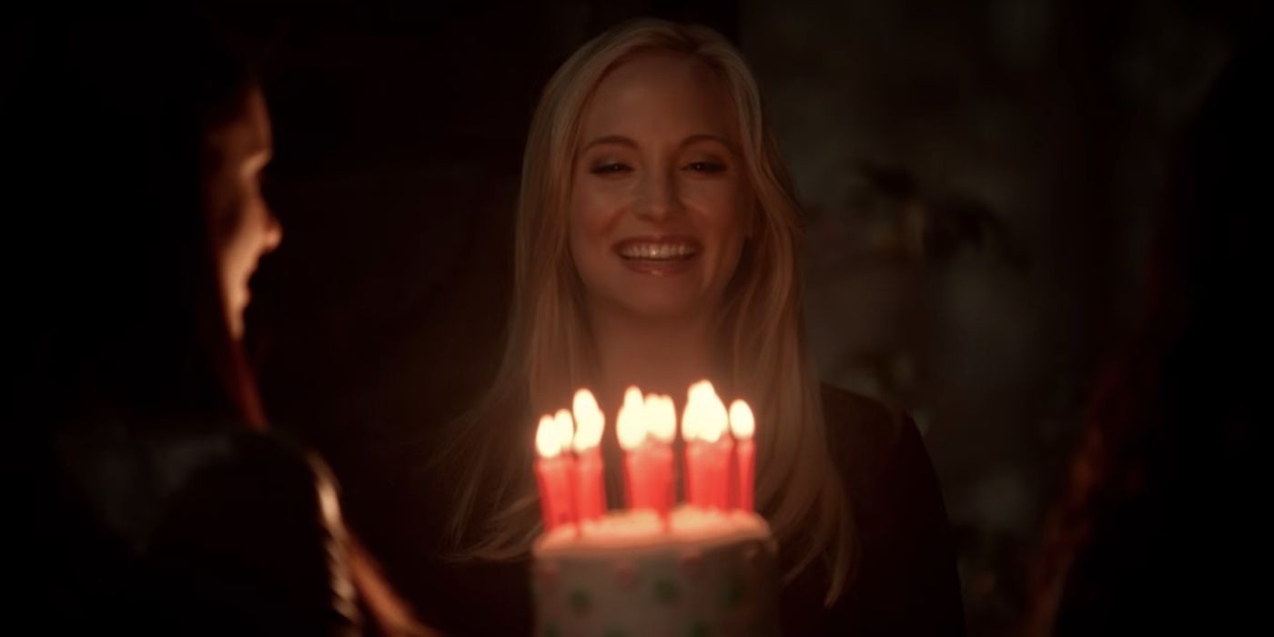 Caroline Smiling At Her Birthday Cake