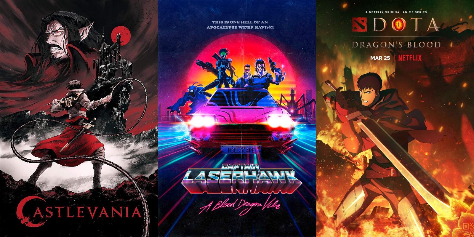 Netflix's Castlevania, upcoming Captain Laserhawk, and DOTA series
