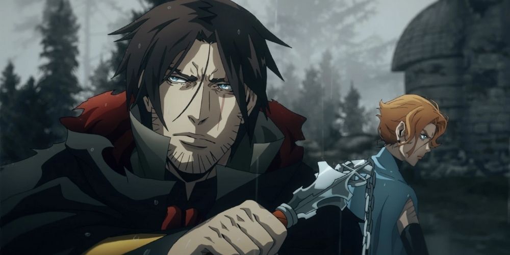 Castelvania's Trevor and Sypha getting ready for battle