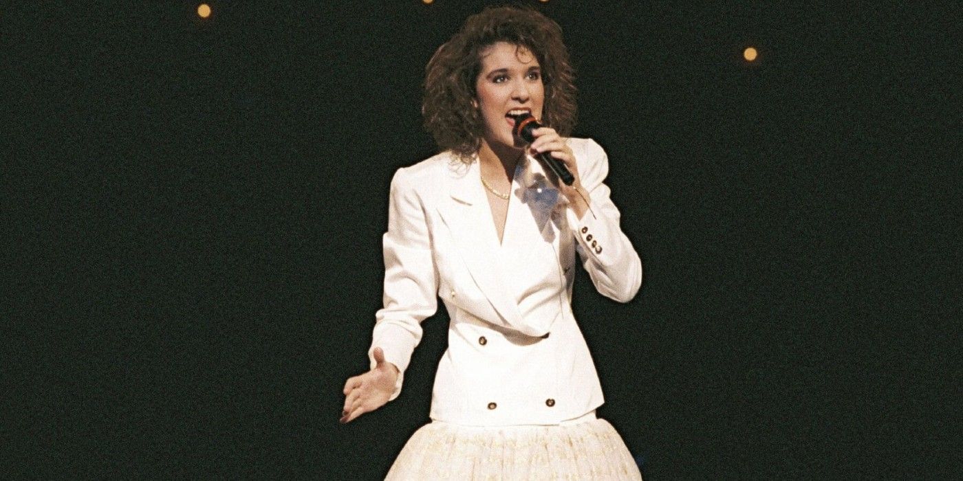 A young Celine Dion sings at Eurovision in a white jacket