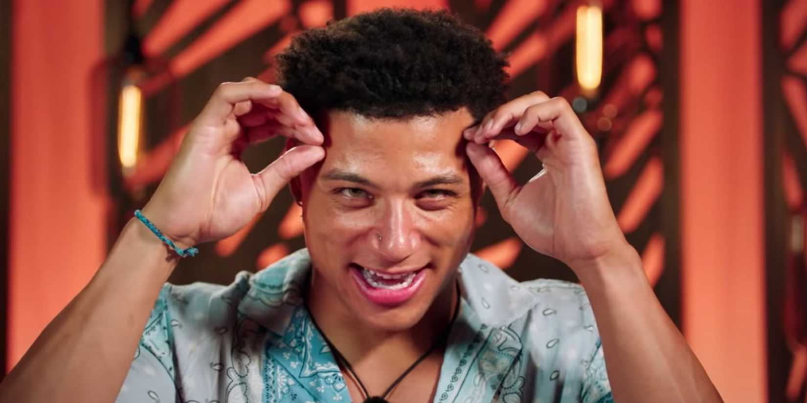 Chase DeMoor looking bewildered while talking to the camera in Too Hot To Handle