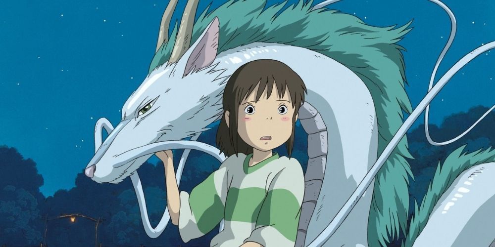 Chihiro and Haku in Spirited Away