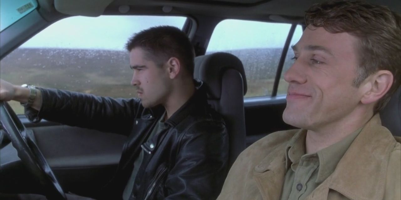 Christoph Waltz and Colin Farrell drive a car in Ordinary Decent Criminal 