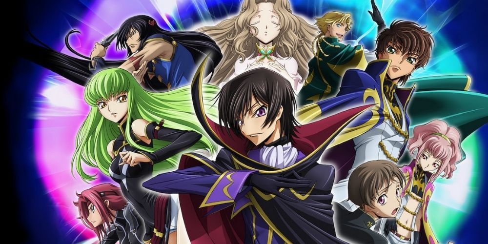 The cast of Code Geass on a promotional poster.