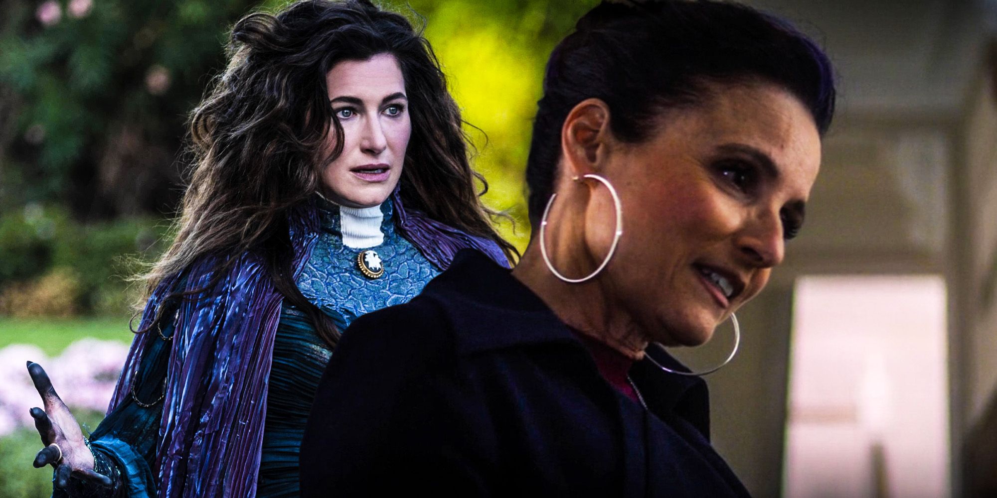 Split image of Contessa Valentina Allegra De Fontaine and Agatha Harkness from MCU